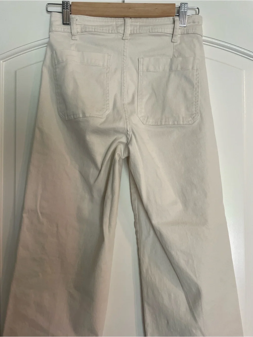 Bagatelle Collection Women's Ivory Wide-Leg Twill Cotton Pants Pockets Size 2